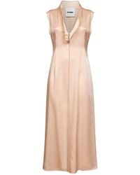 Jil Sander - Satin Fluid Midi Sleeveless Dress - Lyst