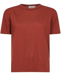 Blanca Vita - Plain Stitch Knit Cotton T-Shirt - Lyst