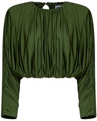 Self-Portrait - Jersey Gathered Cropped Top - Lyst