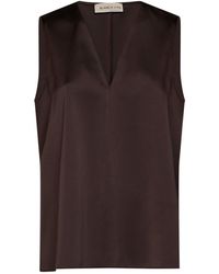 Blanca Vita - Chocolate Envers Satin Telby V-Neck Tank Top - Lyst