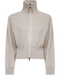 Brunello Cucinelli - Sparkling Knit Zip-Up Cardigan - Lyst