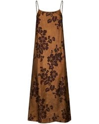 Uma Wang - Tan Viscose And Cupro Printed Anaya Long Lingerie Dress - Lyst
