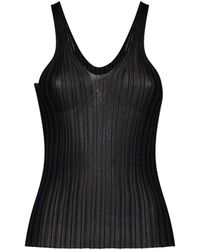 KHAITE - Top Val Ribbed Viscose - Lyst