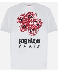 KENZO - Drawn Varsity Cotton T-shirt - Lyst