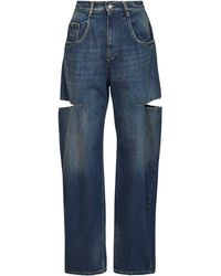 Maison Margiela - Washed Denim Slash Details Jeans - Lyst