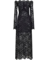 Rabanne - Embroidered-Sequins Stretch Lace Midi Dress - Lyst