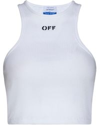 Off-White c/o Virgil Abloh - Off- Ribbed Rowing Logo Cropped Top - Lyst