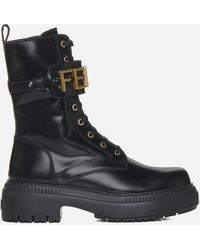 Fendi - Graphy Leather Ankle Boots - Lyst