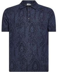 Etro - Paisley-Pattern Cotton-Silk Blend Knit Polo Shirt - Lyst