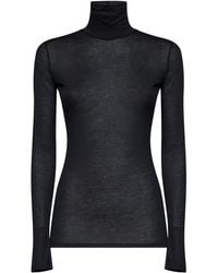 Mugler - Sheer Modal And Silk Jersey Turtleneck Top - Lyst
