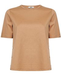 Herno - Camel Cotton Jersey T-Shirt With Slits - Lyst