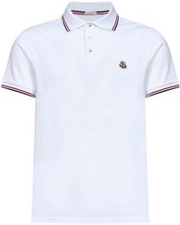 Moncler - Cotton Piqué Polo Shirt With Tricolor Trims - Lyst