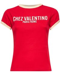 Valentino Vltn Print T-shirt in Red | Lyst