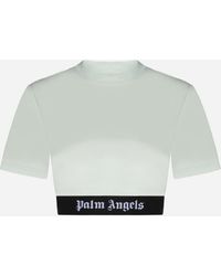 Palm Angels - Logo Cotton Cropped T-shirt - Lyst