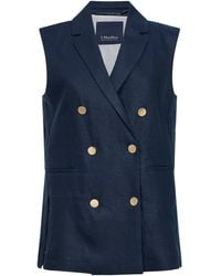 Max Mara - Midnight Heavyweight Linen Basketweave Smmbird Tailored Vest - Lyst