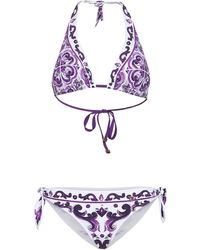Dolce & Gabbana - Bikini A Triangolo Stampa Maiolica - Lyst