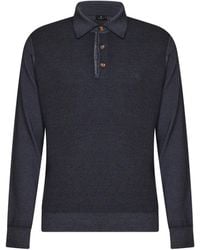 Etro - Two-Tone Wool Knit Logo-Embroidered Polo Shirt - Lyst