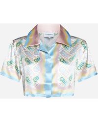 Casablancabrand - Ping Pong Silk Cropped Shirt - Lyst