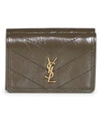 Saint Laurent - Niki Slim Tri-Fold Calf Leather Wallet <Br - Lyst