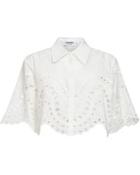 Charo Ruiz - Embroidered Cotton Blend Storm Cropped Blouse - Lyst