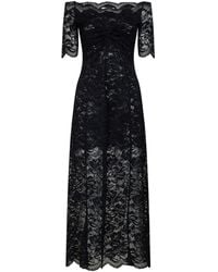 Rabanne - Layered Stretch Lace Off-The-Shoulder Maxi Dress - Lyst