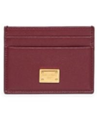 Dolce & Gabbana - Burgundy Plongé Calfskin Leather Card Holder - Lyst