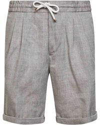 Brunello Cucinelli - Light Linen And Virgin Wool Chevron Bermuda Shorts - Lyst