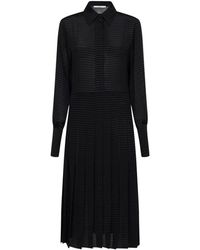 Fendi - Zigzag Pleated Jacquard Silk Midi Dress - Lyst
