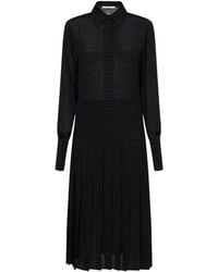 Fendi - Zigzag Pleated Jacquard Silk Midi Dress - Lyst