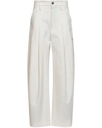 Brunello Cucinelli - Ivory Wrinkled Wool And Dyed Denim Baggy Trousers - Lyst