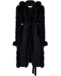 The Attico - Knit And Feathers Long Belted Cardigan - Lyst