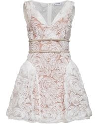 Self-Portrait - Self Portrait Sequin Tulle And Lace Mini Dress - Lyst