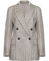 Brunello Cucinelli - Rope Dazzling Chevron Embroidery Double-Breasted Jacket - Lyst