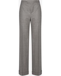 Brunello Cucinelli - Pinstriped Wool Trousers - Lyst