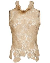 GIUSEPPE DI MORABITO - Cream Lace Asymmetric Top - Lyst