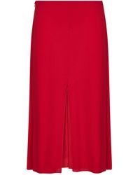 Valentino - Silk Georgette Flared Midi Skirt - Lyst