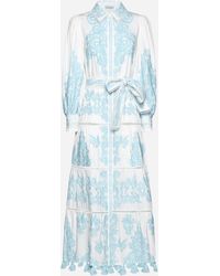 Alice + Olivia - Shira Embroidered Cotton Long Dress - Lyst