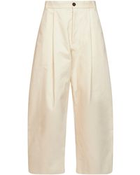 Studio Nicholson - Cream Cotton Twill Sorte Pleated Trousers - Lyst