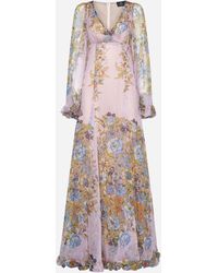 Etro - Print Silk Long Dress - Lyst
