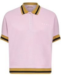 Marni - Quartz Piqué Polo Shirt With Striped Trims - Lyst