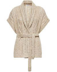 Brunello Cucinelli - Silk And Linen Dazzling Cardigan - Lyst