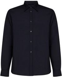Jil Sander - Dark Wool And Mohair Canvas Shirt - Lyst