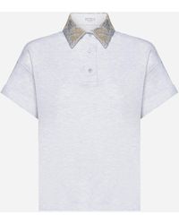 Brunello Cucinelli - Sequin-collar Cotton Polo Shirt - Lyst