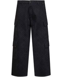 CASABLANCA - Cotton Denim Monogram Cargo Jeans - Lyst