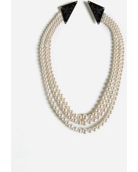 Prada Pearls And Triangle Pins Necklace - White