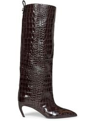 The Attico - Dark Croco-Printed Leather "Lea" High Boots - Lyst