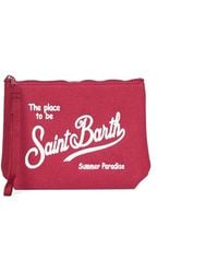 MC2 Saint Barth - Burgundy Aline Embroidered Clutch Bag - Lyst