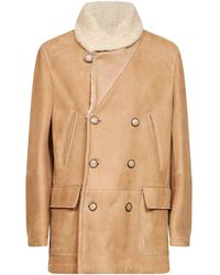 Brunello Cucinelli - Shearling Double-Breasted Aviator Jacket - Lyst