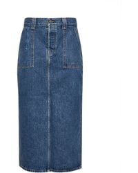 KHAITE - Denim Genevieve Midi Skirt - Lyst