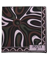 PUCCI - Khaki And Marmo And Leocorno-Prints Silk Twill Scarf<Br - Lyst